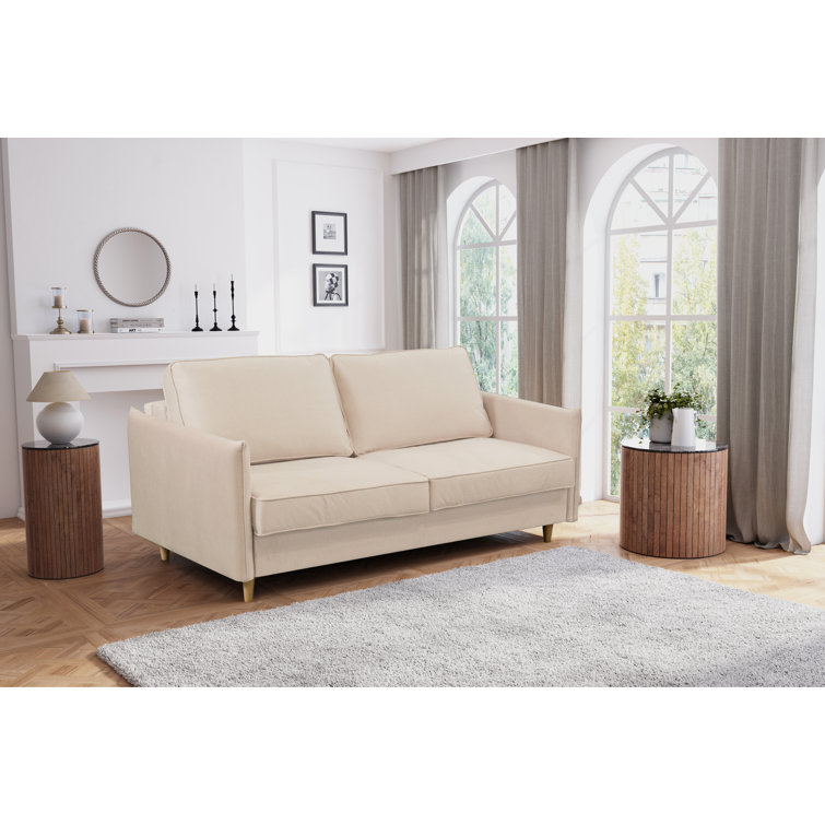 Ebern Designs Mayrel Velvet Sofa Bed with Mattress Wayfair.co.uk